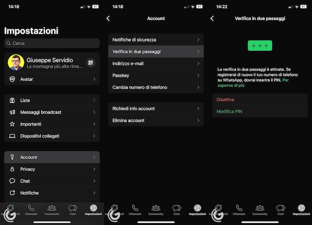 Sjekk inn to WhatsApp -trinn