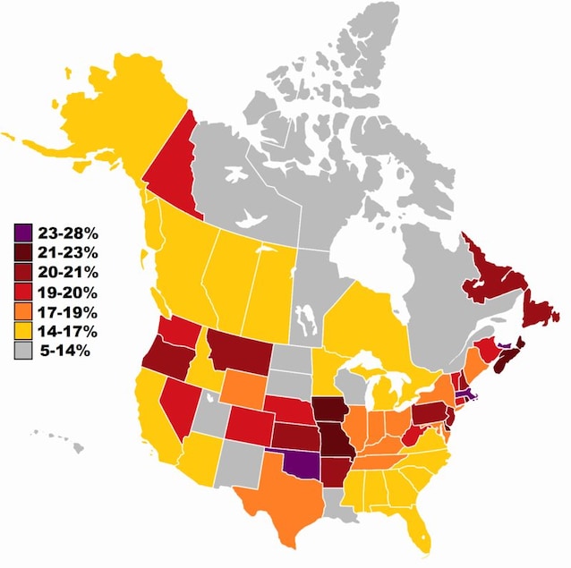 Befolkningsprosent med irsk opprinnelse (studiepoeng Domen)