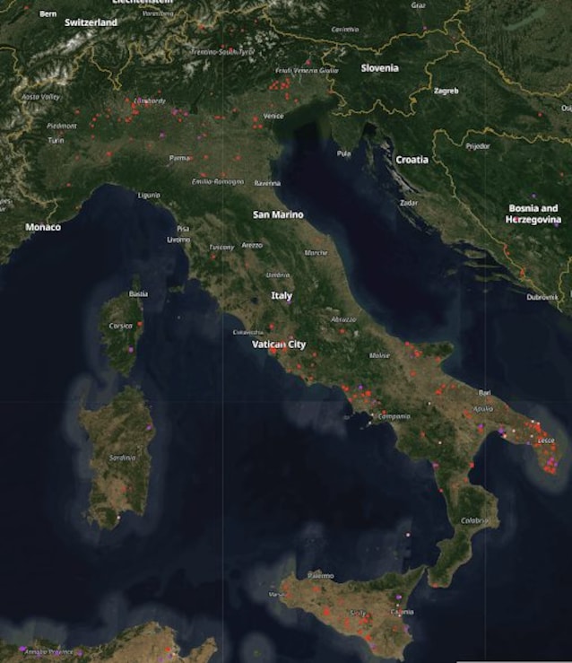 Italia brannkart