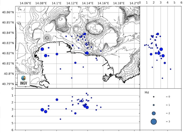 Kart over episenteret Bulletin Campi Fogrei