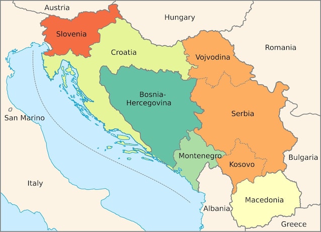 Yugoslave Republics (Credit Jugo_Kort via Wimedia Commons)