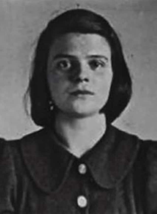 Sophie Scholl etter arrestasjonen (Wikimedia Commons)