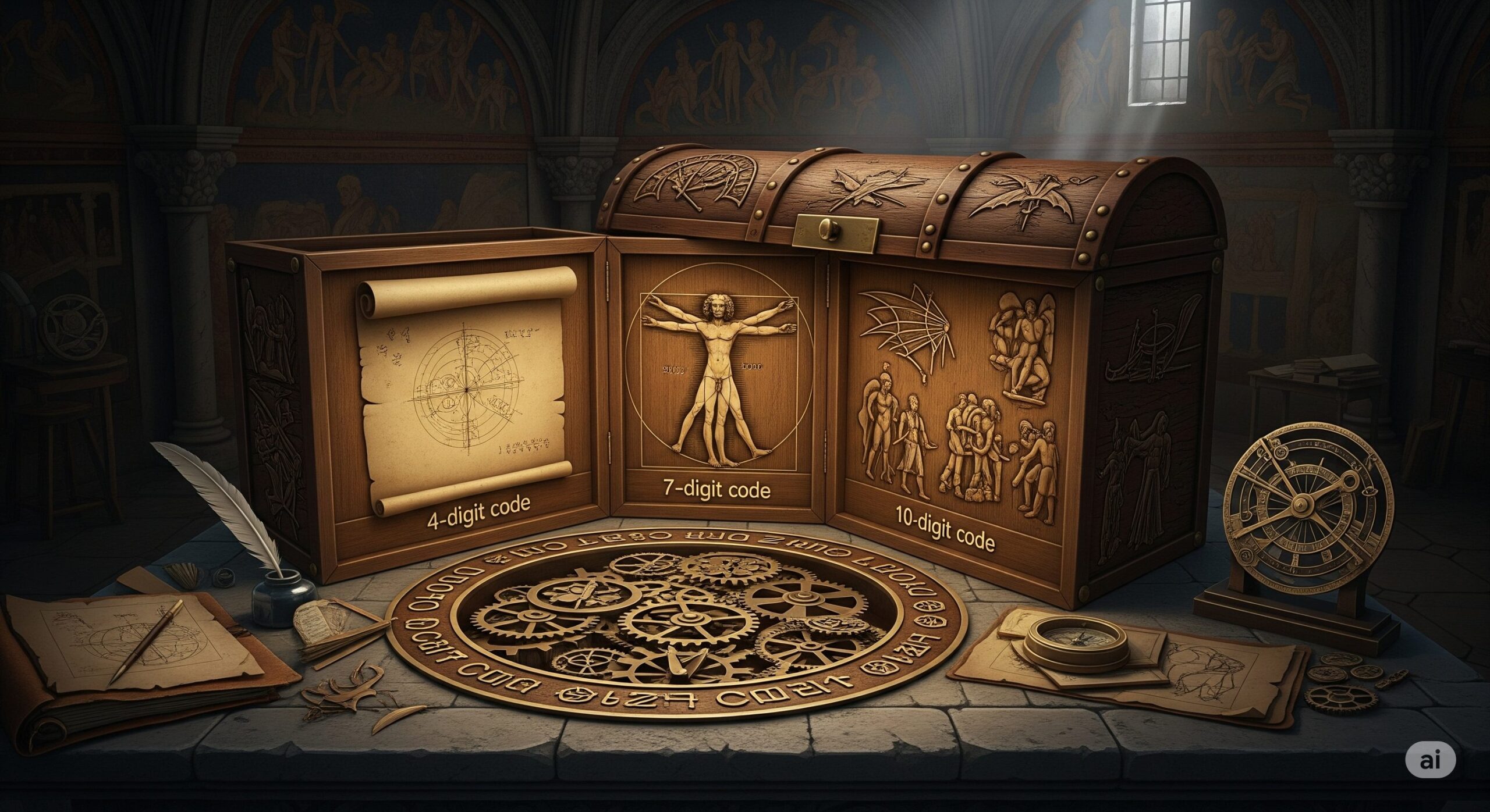 Forziere di leonardo da vinci con tre codici