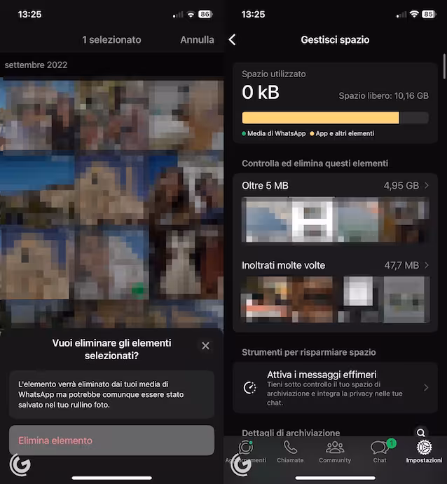 Hvordan frigjøre plass på WhatsApp fra iPhone