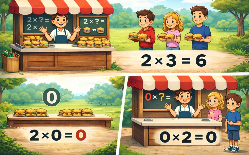 Fordi å multiplisere et tall med null er 0