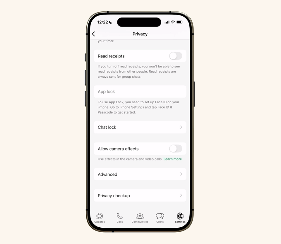 Trinnene du må følge for å aktivere avansert beskyttelse på WhatsApp. Kreditt: Meta.