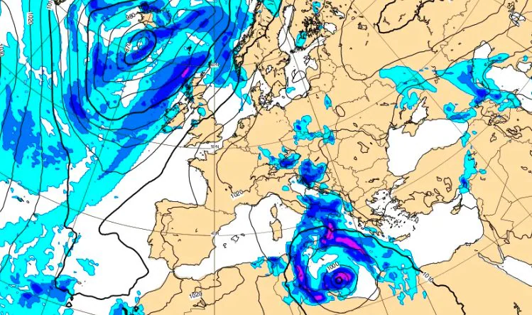 Kald dråpe som ankommer Italia, vil styrke det dårlige været i Jolina-virvelen: prognosen