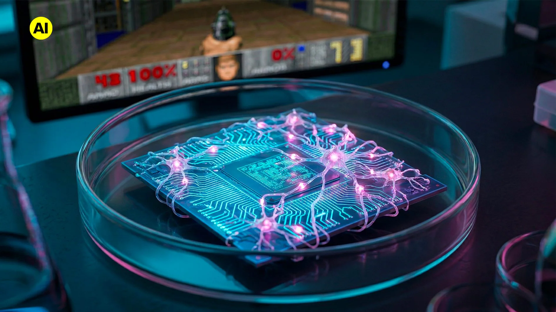 800 000 menneskelige nevroner dyrket i laboratoriet på mikrobrikker og trent til å spille videospillet DOOM