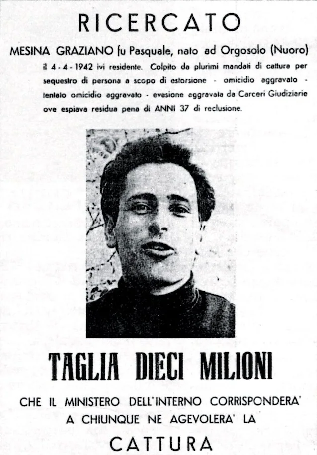 Plakat med dusøren på Mesina (ilmanifesto.it)