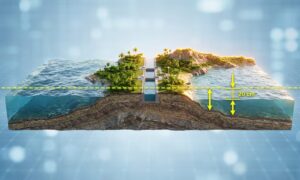 høydeforskjellen skyldes tettheten til vannet