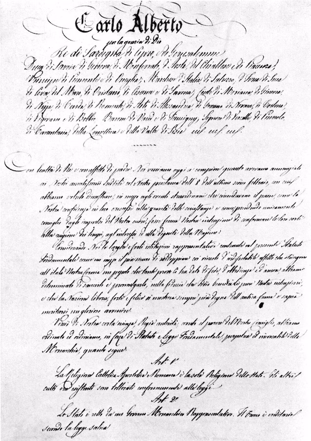 Første side av Albertine-vedtektene
