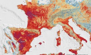 Varmen sett av ESA Sentinel-3-satellitten over hele Europa: kartet