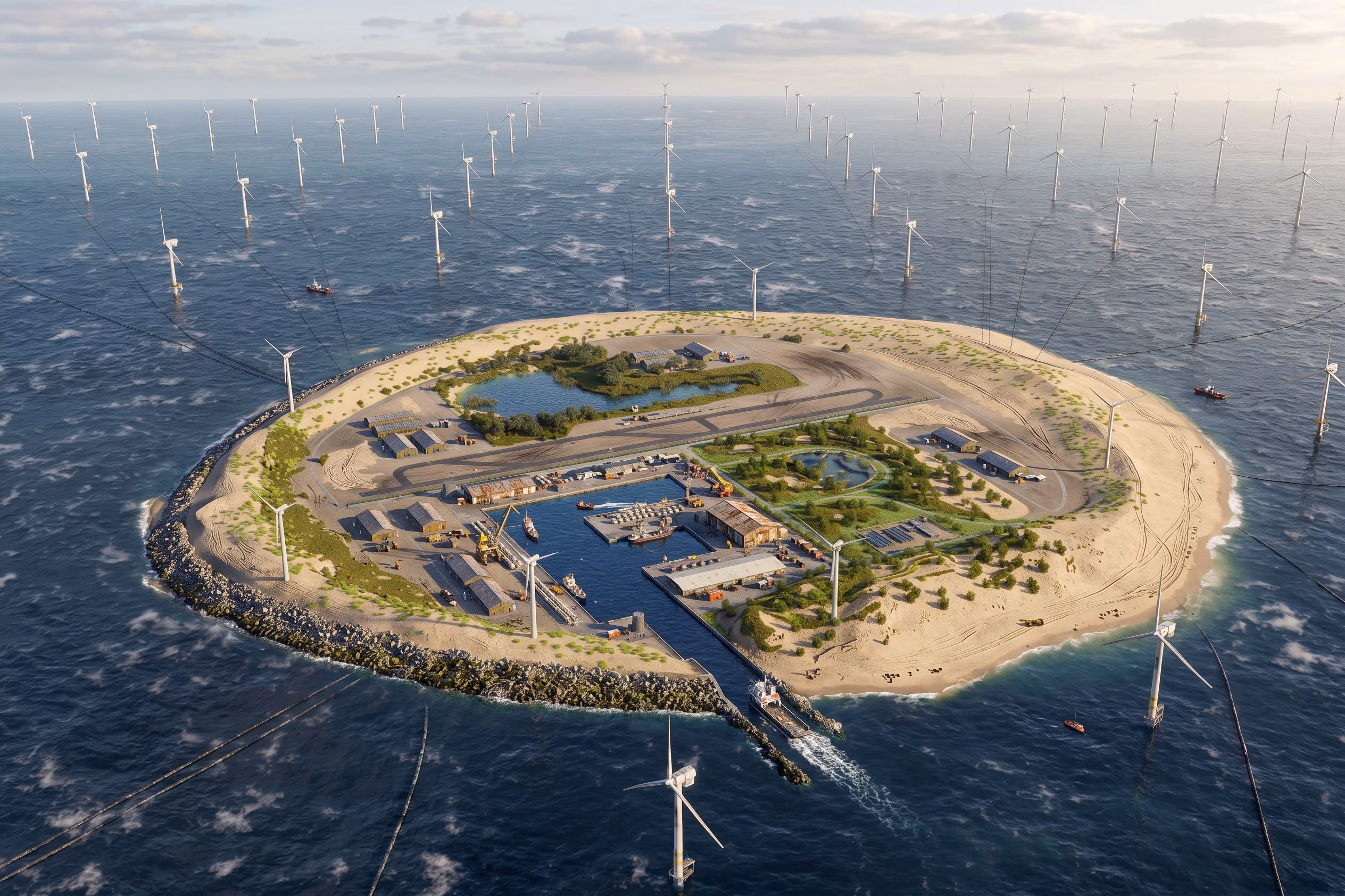 Den første kunstige øya i Nordsjøen som skal produsere ren energi til rundt 10 millioner familier