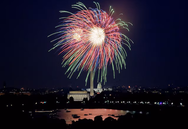 Fyrverkeri på National Mall i Washington (WIkimedia Commons)