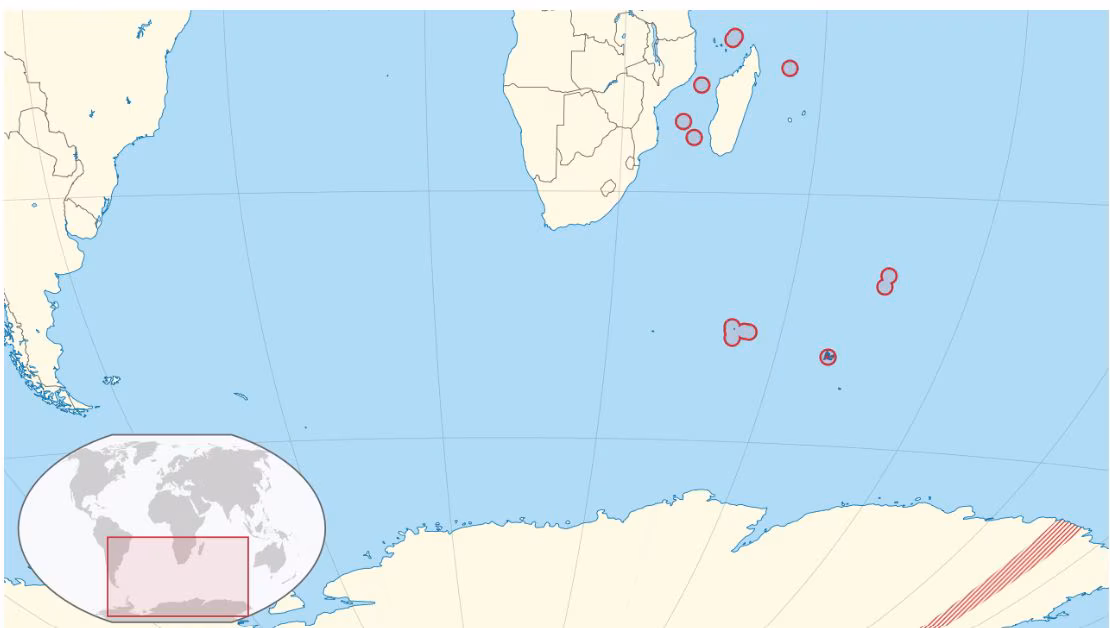 French Southern and Antarctic Lands, et oversjøisk samfunn med 5 UNESCO-arvdistrikter