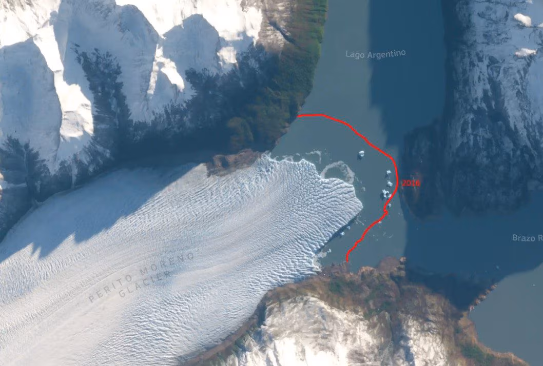 Perito Moreno-breen i Argentina går tilbake: 3 km2 på 26 år, satellittbilder