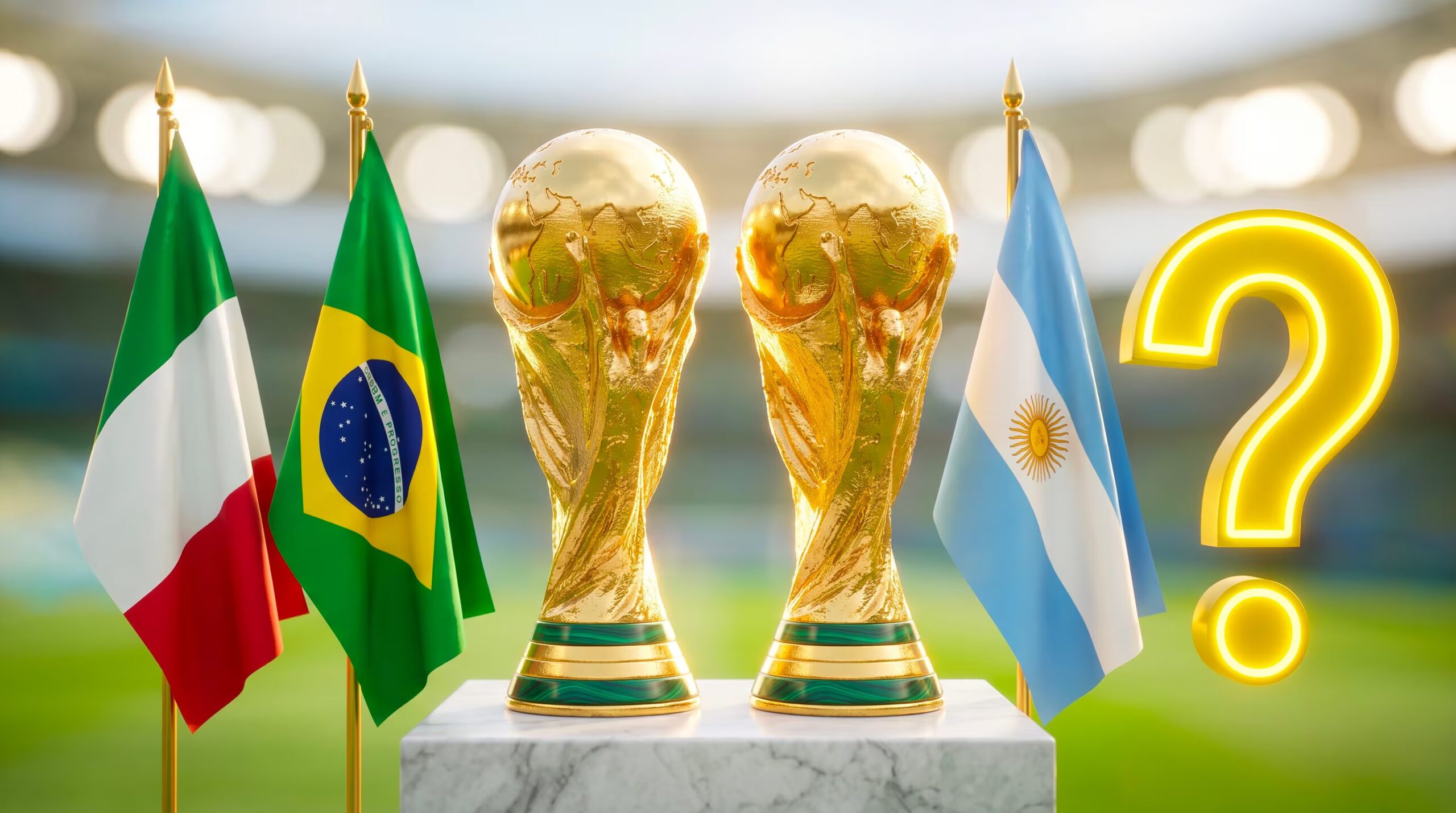 Landslagene som har vunnet to verdenscuper på rad: Pozzos Italia og Pelès Brasil
