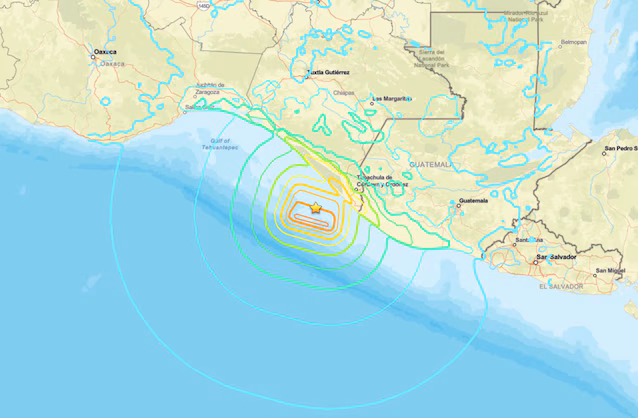 shakemap jordskjelv Mexico