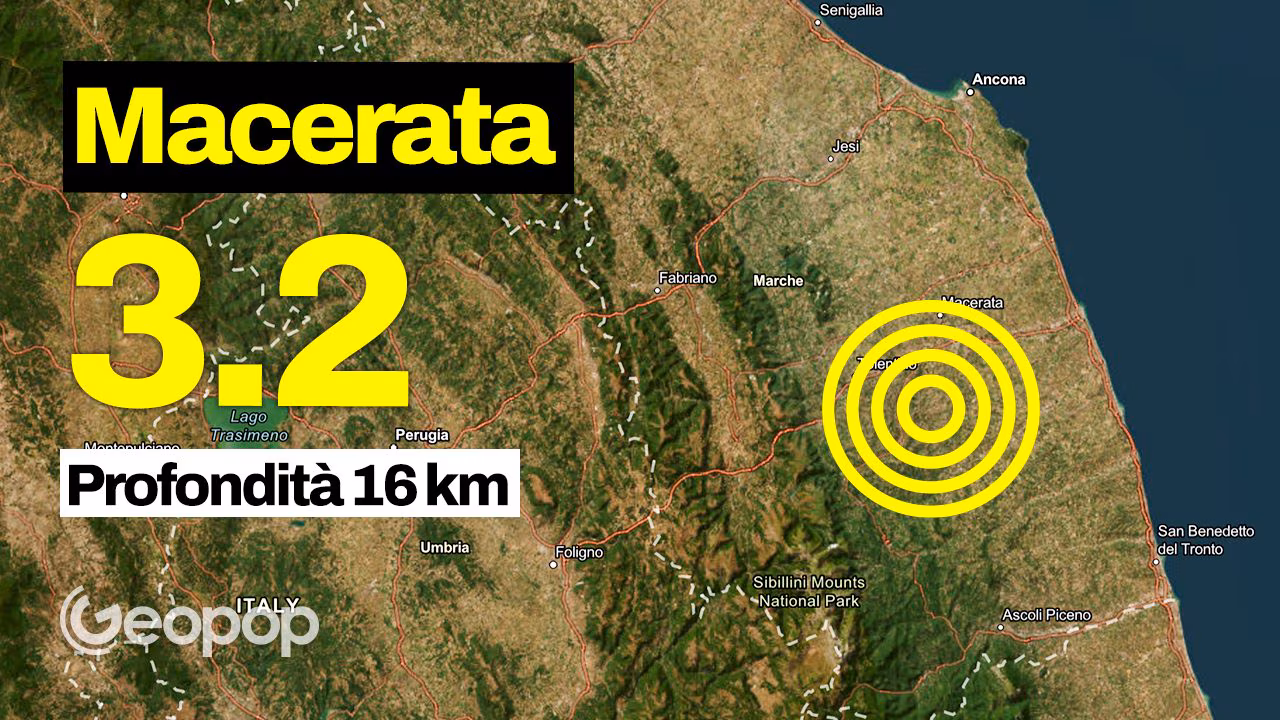 Jordskjelv i Macerata med styrke 3,2, episenter i Penna San Giovanni