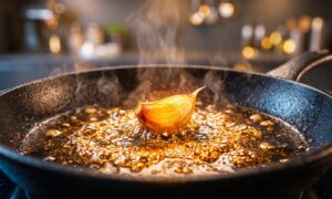 Hvorfor hvitløk brenner raskt i en panne: høye temperaturer endrer kjemien til fedd