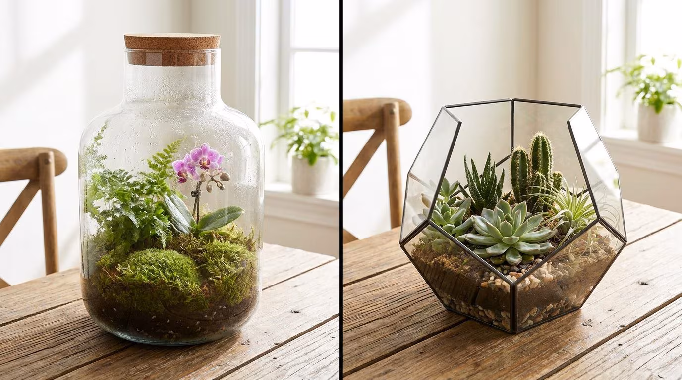 Åpent eller lukket terrarium? Hva er forskjellene og hvordan velge den rette