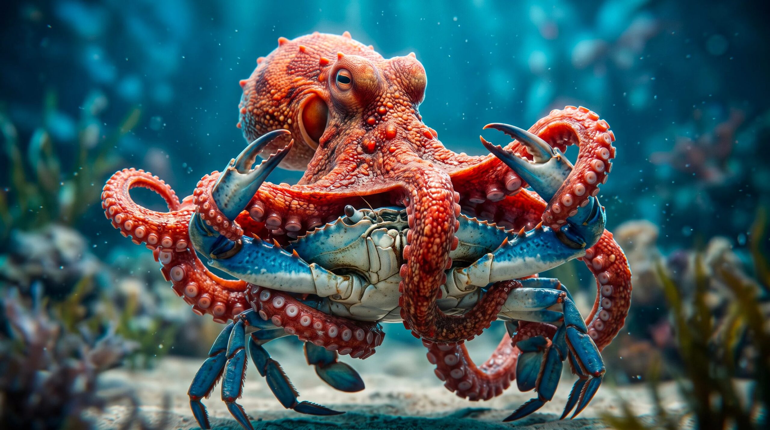 Blekksprut spiser blå krabber: Italiensk forskning fokuserer på at de slippes ut i havet for å bekjempe dem