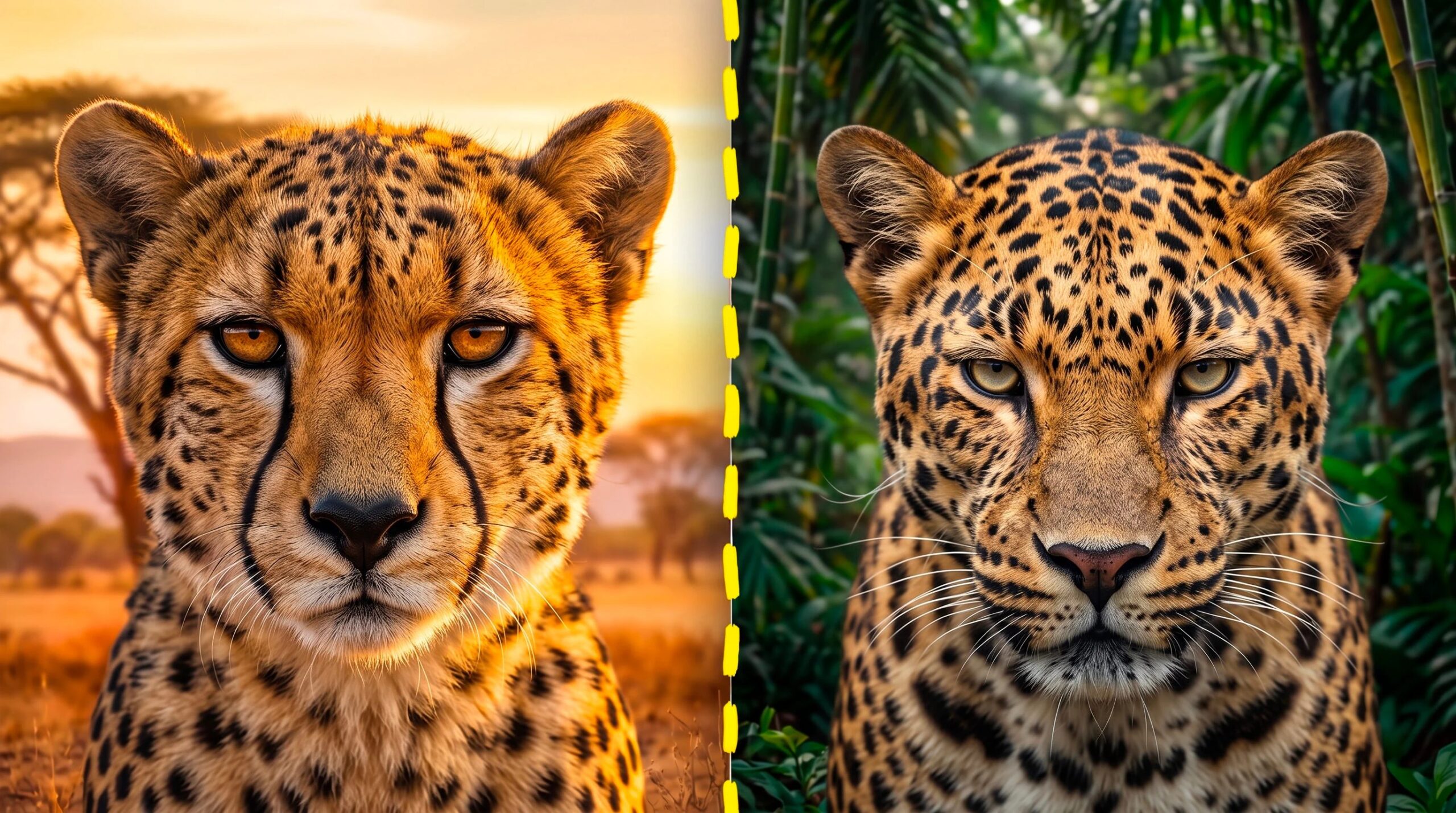 Hvem er raskere mellom geparden og leoparden og forskjellene i å gjenkjenne de to kattene etter flekkene og kroppsbygning