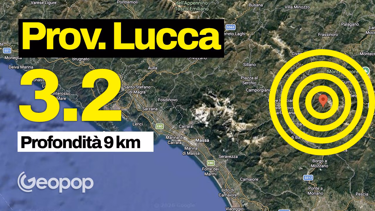 Jordskjelv med styrke 3,2 i provinsen Lucca, episenter i Coreglia Antelminelli