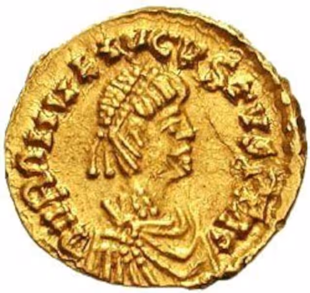 Mynt som viser Romulus Augustulus (Wikimedia Commons)