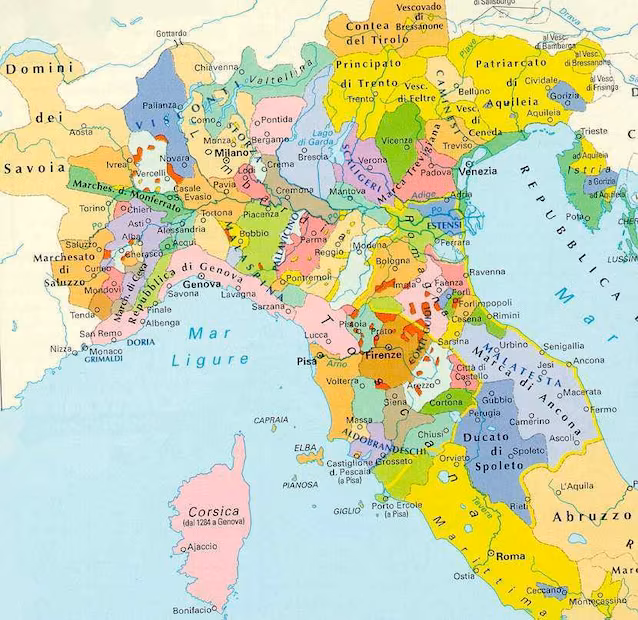 De italienske kommunene (kreditt - italiensk heraldisk genealogisk studie)